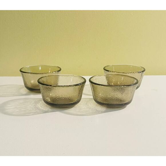 4 Vintage Textured Amber Brown Glasbake Ramekins Bowls, Prep, Bowl, Custard - Picture 2 of 5